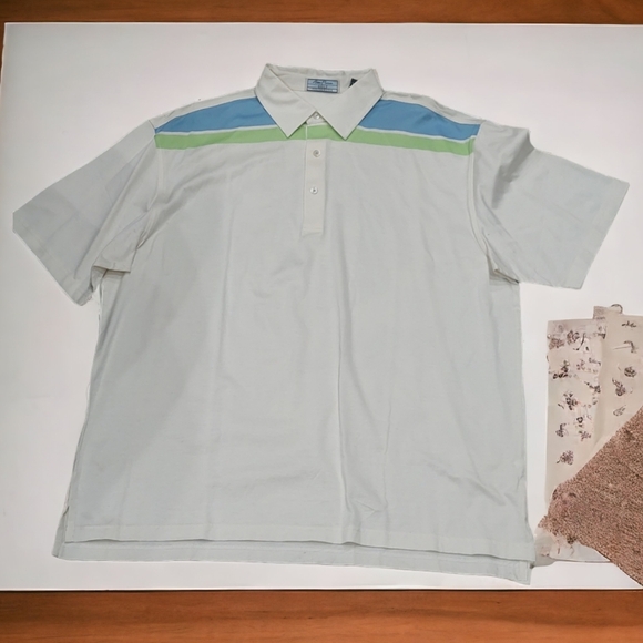 Alan Flusser Casuals Short Sleeve Golf Polo Shirt Men's Size XL Ivory NWOT - Picture 1 of 3